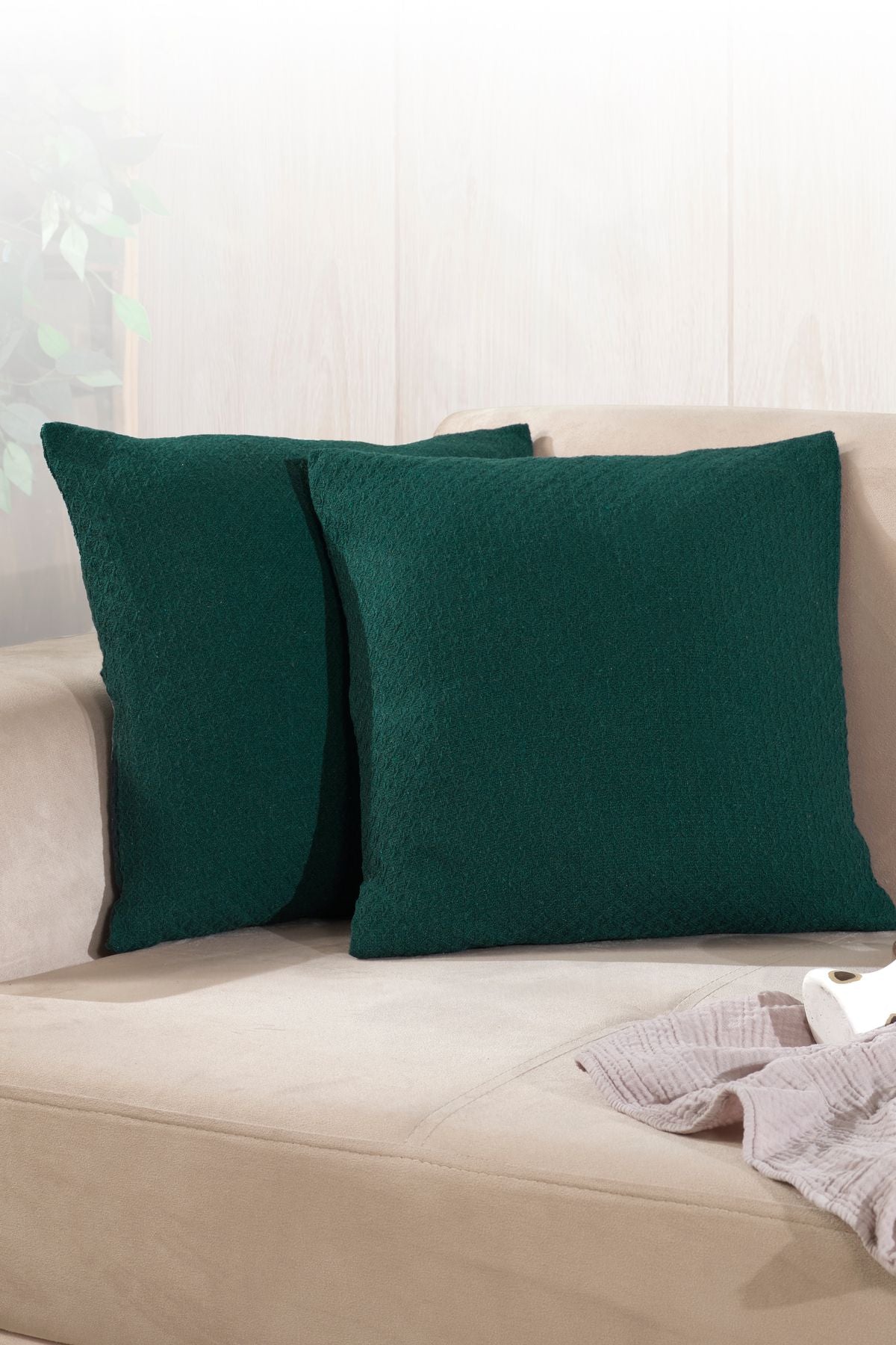 Bohem 2'li Kırlent Kılıfı Dekoratif Yastık Kılıfı 45x45 Fermuarlı Gri