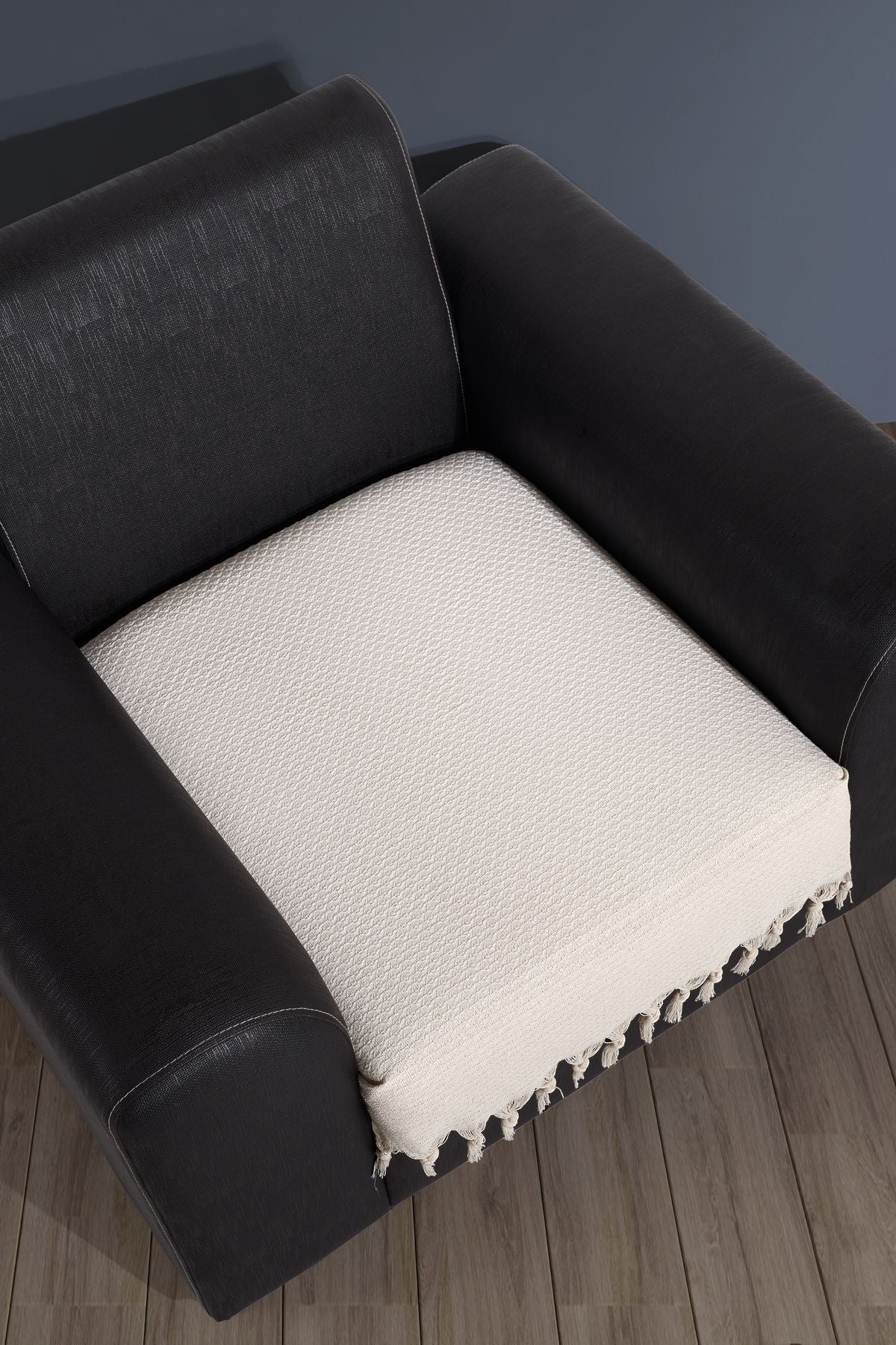 Oturma Yerini Kapatan Saçaklı Koltuk Örtüsü %100 Pamuk | Berjer Örtüsü Koltuk Şalı 70x95 Cm Yeşil