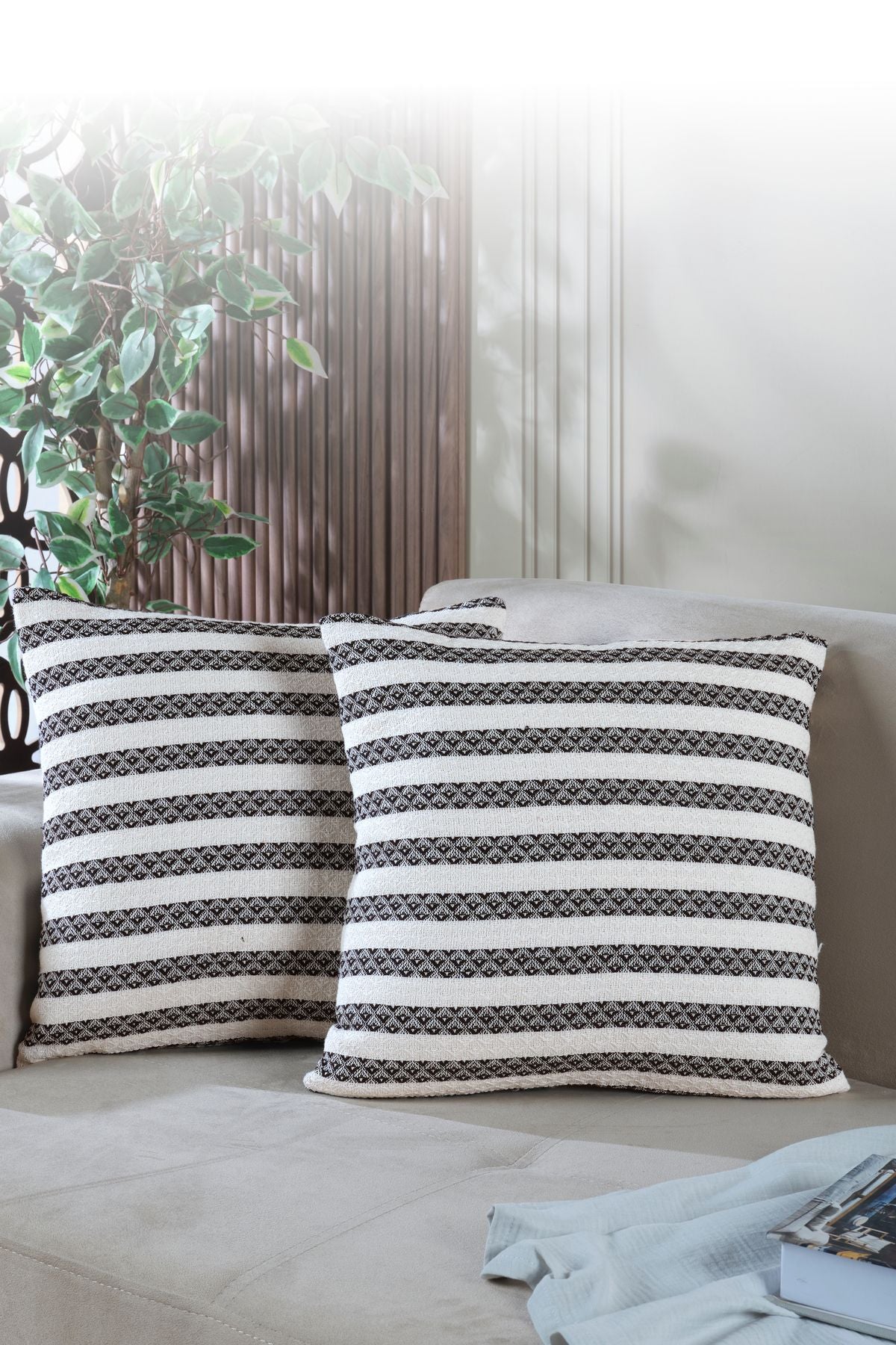 Summer 2'li Kırlent Kılıfı Dekoratif Yastık Kılıfı 45x45 Fermuarlı Yeşil