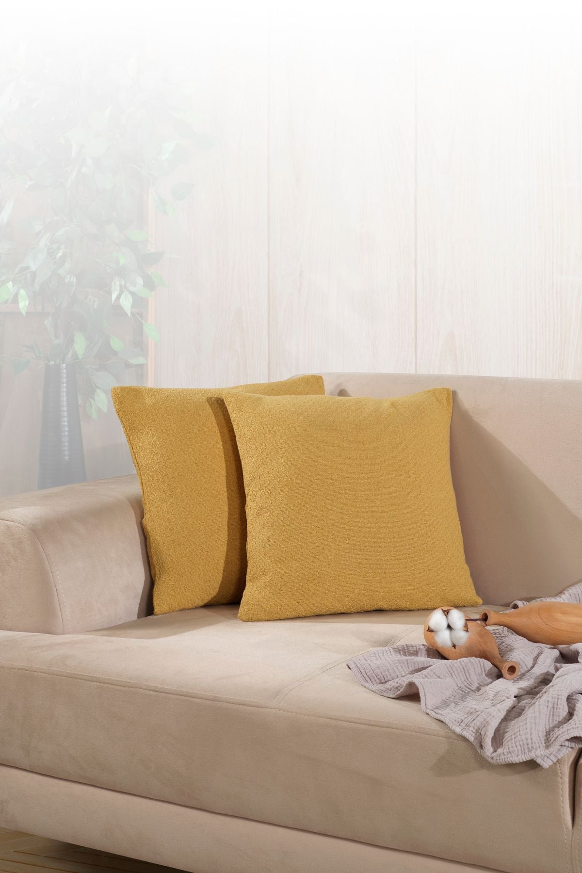 Bohem 2'li Kırlent Kılıfı Dekoratif Yastık Kılıfı 45x45 Fermuarlı Gri