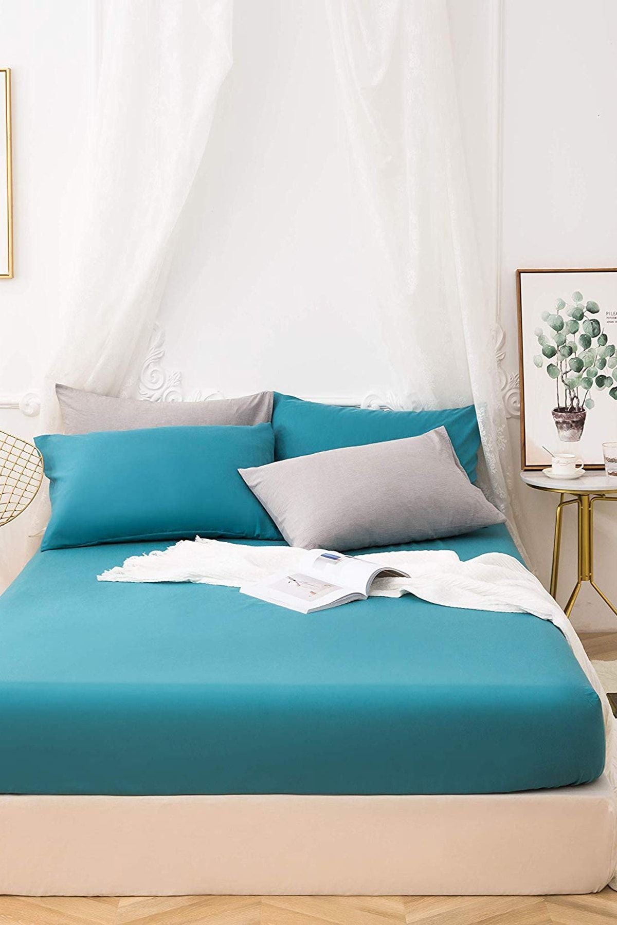 100x200 Tek Kişilik Lastikli Penye Çarşaf %100 Pamuk Turkuaz