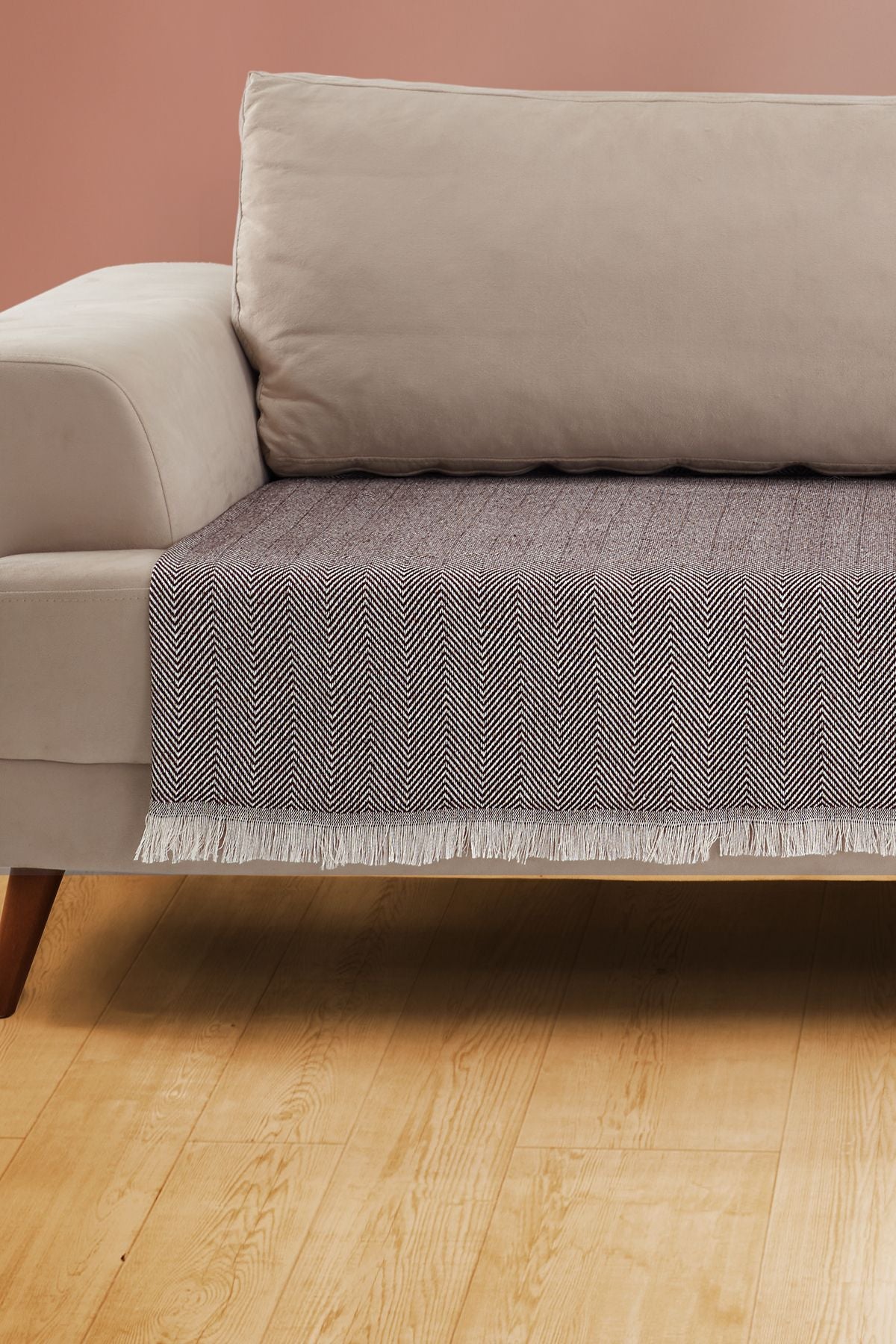 Oturma Yerini Kapatan Saçaklı Koltuk Örtüsü %100 Pamuk 115x200cm Siyah