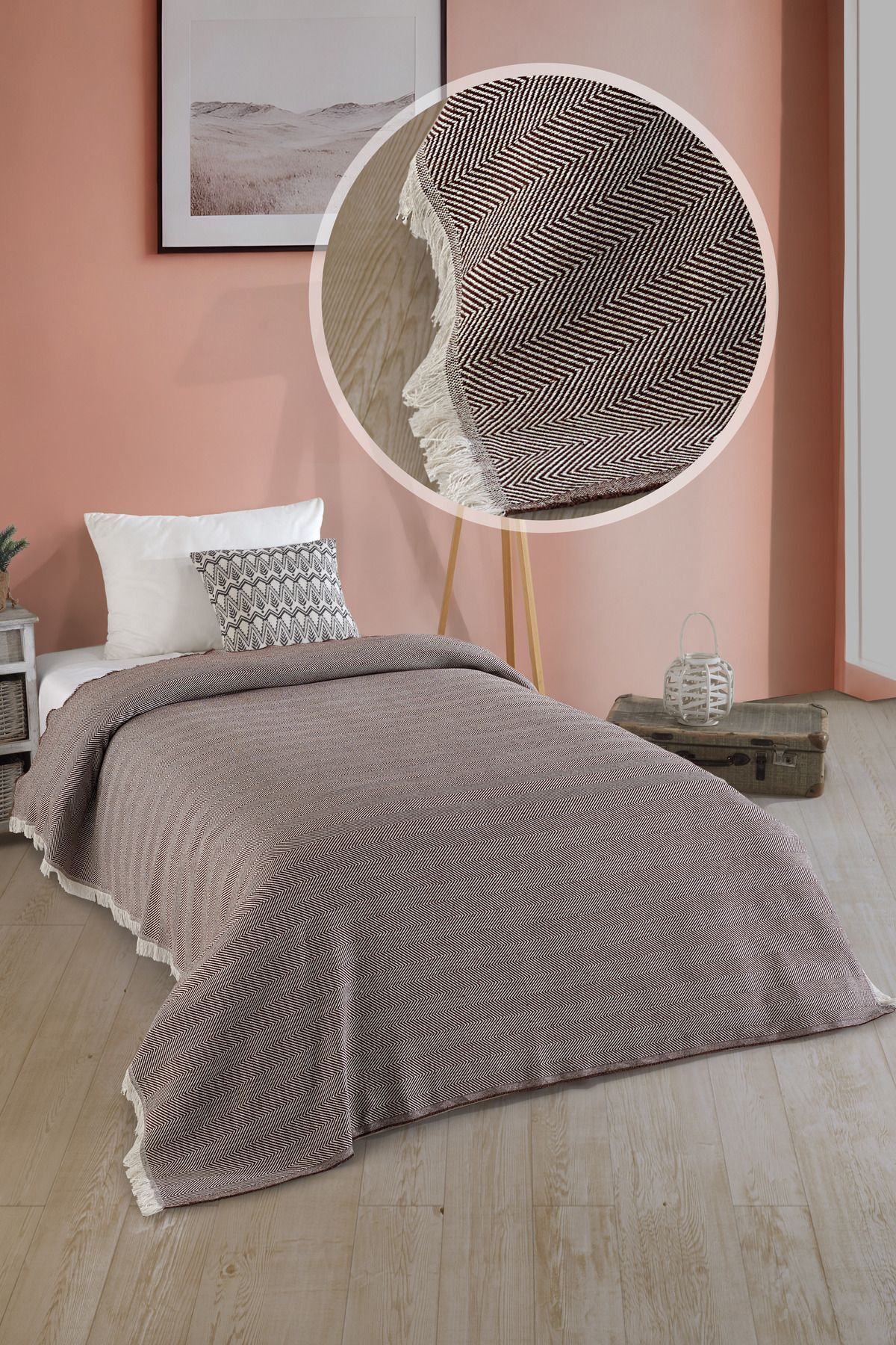 Natural Tek Kişilik Yatak Örtüsü 180x210 Cm Bordo