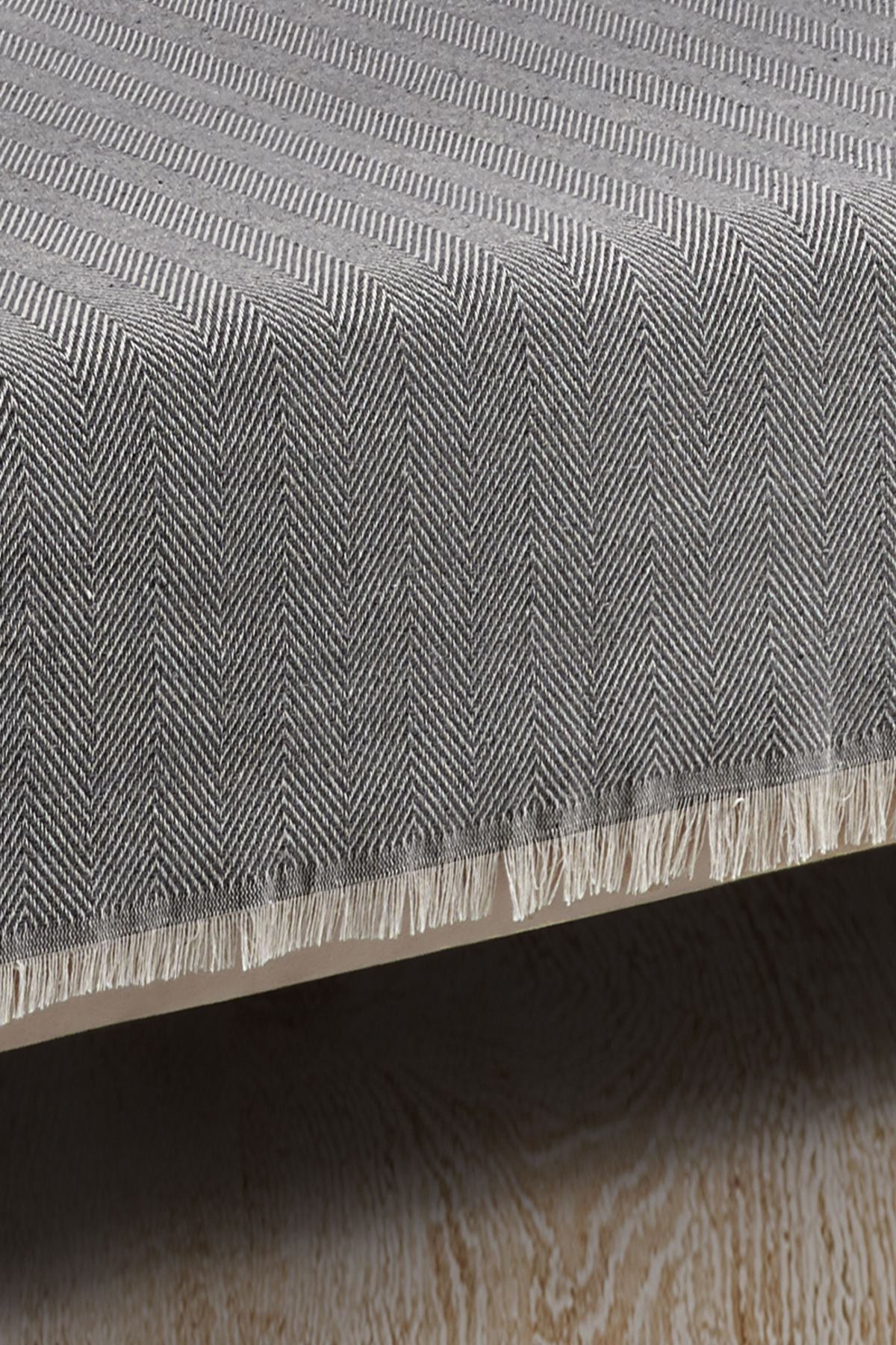 Saçaklı Koltuk Örtüsü %100 Pamuk | Koltuk Şalı 180x300 Cm Antrasit