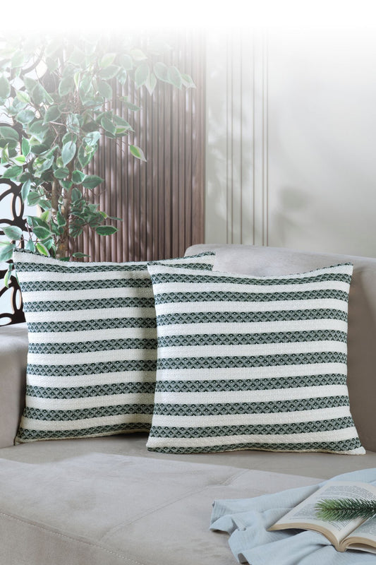 Summer 2'li Kırlent Kılıfı Dekoratif Yastık Kılıfı 45x45 Fermuarlı Yeşil