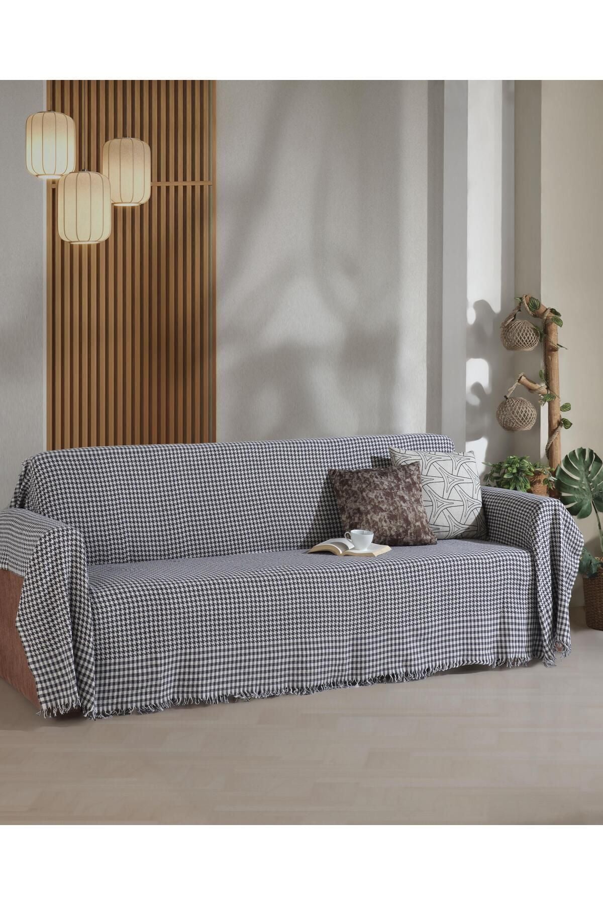 Kazayağı Gri Koltuk Örtüsü Kolları Kaplayan180x300