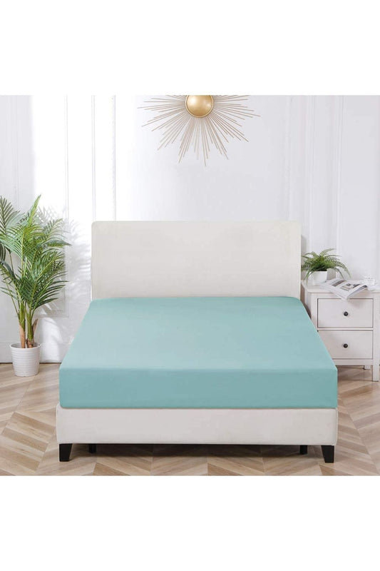 180x200 Çift Kişilik Battal Boy Lastikli Penye Çarşaf %100 Pamuk Su Yeşili