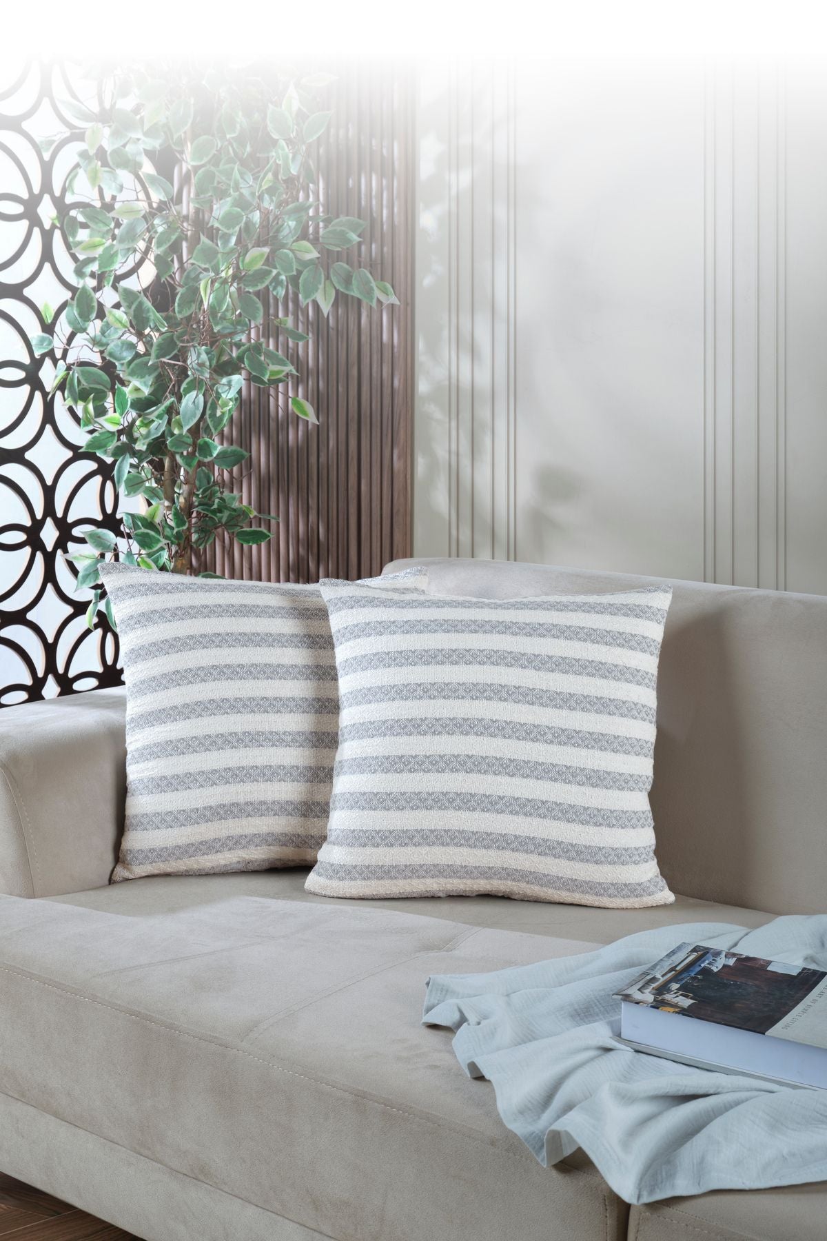 Summer 2'li Kırlent Kılıfı Dekoratif Yastık Kılıfı 45x45 Fermuarlı Yeşil