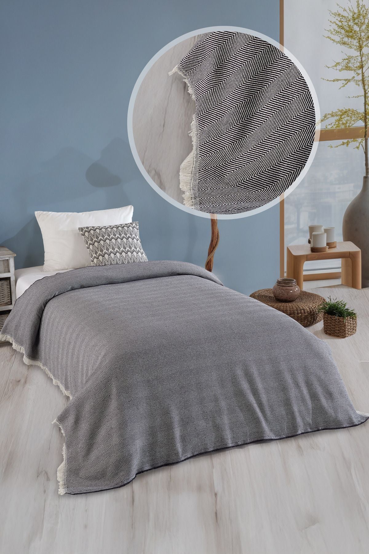 Natural Tek Kişilik Yatak Örtüsü 180x210 Cm Bordo