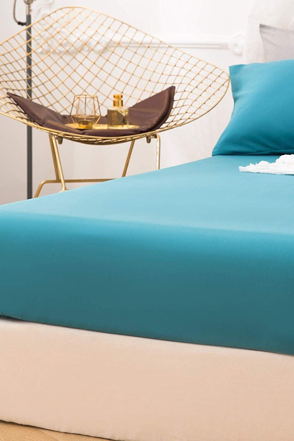 100x200 Tek Kişilik Lastikli Penye Çarşaf %100 Pamuk Turkuaz