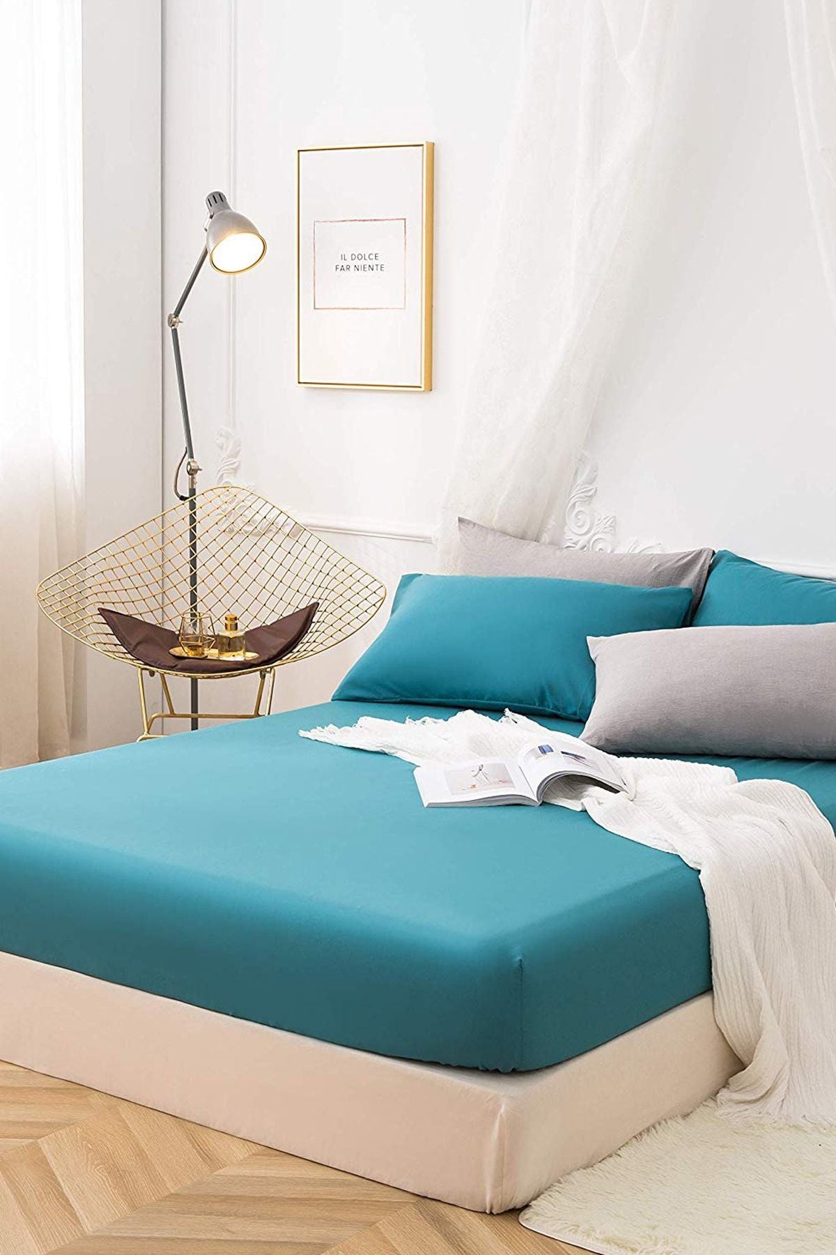 100x200 Tek Kişilik Lastikli Penye Çarşaf %100 Pamuk Turkuaz